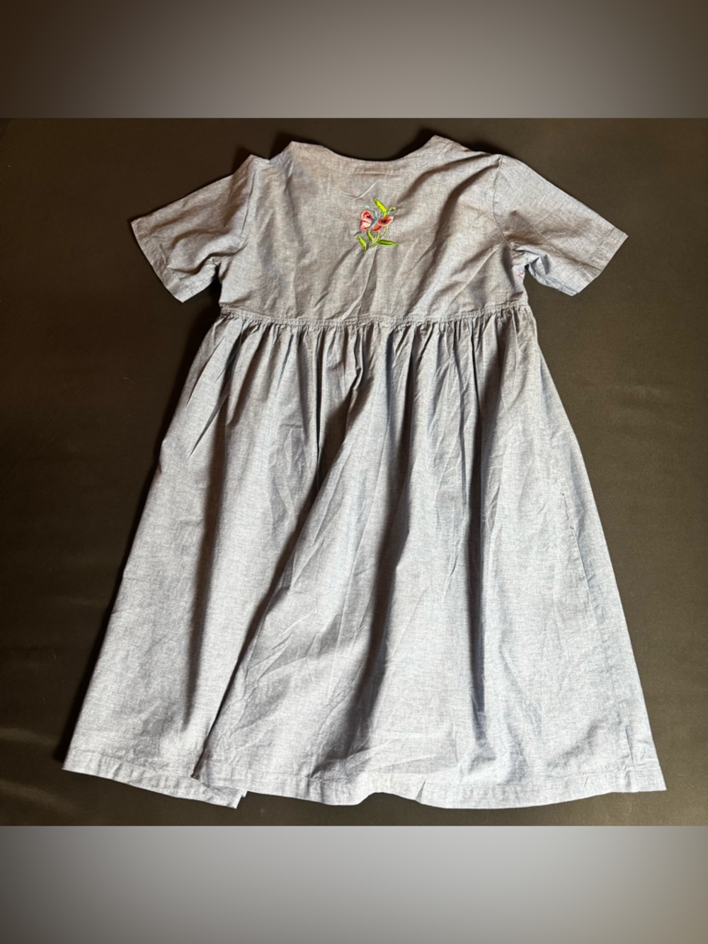 Bechamel Chambray Embroidered Prairie Dress Large Cottagecore Boho Vintage - Picture 2 of 6